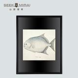 客厅书房竖版带框动物鱼类装饰壁挂画 山居猎奇【木边框画SH024】