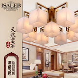 新中式吸顶灯 仿云石灯全铜客厅灯具大气方形豪华大型餐厅灯YX144