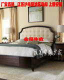 美式乡村床真皮双人床软包床欧式1.8米时尚公主床法式橡木实木床