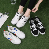 新款韩版纯色系带帆布鞋女学生平跟小白鞋低帮休闲板鞋女布鞋球鞋