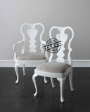 美式欧式简约白色扶手椅单椅餐椅简欧新古典样板房餐厅椅子