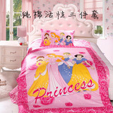 全棉白雪公主活性三件套纯棉芭比女孩儿童卡通床上用品床单被套