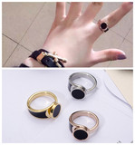 欧韩韩版大气时尚复古风指环男女情侣镀18k金钛钢食指戒指配饰品