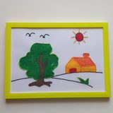 幼儿园创意儿童房装饰画手工diy毛线黏贴画彩沙画 创意材料包房子