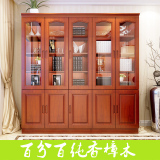 实木书柜组合三门二门全香樟木书柜带门书橱书架原木现代中式家具