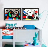 欧式米罗抽象装饰画油画客厅沙发背景挂画卧室餐厅幼儿园创意壁画