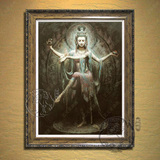 手绘人物油画中式客厅玄关别墅有框画壁画YFT007曾浩敦煌飞天女神