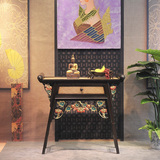 泰国实木玄关柜东南亚特色家具摆件手工木制竹编雕花客厅门厅柜子