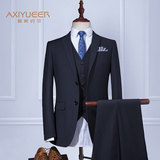男士西装三件套韩版修身型纯色西服套装商务休闲青年办公工作装潮