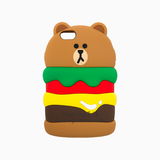 韩国代购LineFriends布朗熊汉堡薯片iphone5/6S/6plus苹果手机壳