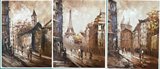 新品欧式手绘油画组合威尼斯巴黎建筑街景家居装饰走廊背景墙包邮