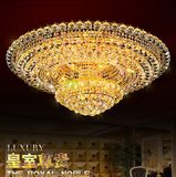 金色水晶灯圆形客厅灯高档吸顶灯欧式灯具遥控现代酒店工程灯包邮