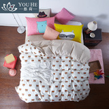 现代简约优质纯棉水洗绗缝被全棉床盖床单空调被夹棉床罩单品高端