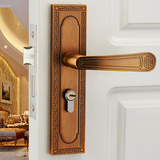复古中式门锁室内把手黄古铜青古咖啡卧室实木门欧式简约锁具包邮