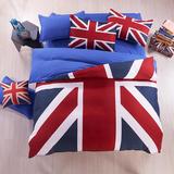 美国英国旗床上用品秋冬米字旗纯棉四件套英伦简约全棉被单被套