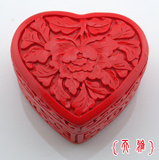 北京雕漆盒 首饰盒 结婚礼物 生日礼物 漆雕机制 3寸桃心饰品盒