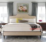 现代中式实木布艺床 美式实木高靠背床  成人床 儿童床 家具定制