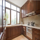 欧式水曲柳实木整体橱柜定做厨柜厨房门石英石台面装修设计定制
