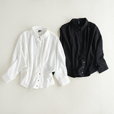 G37 秋季外贸女装新品预售 韩版时尚百搭纯色蝙蝠衫长袖雪纺衬衫