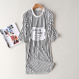 G33 夏季外贸女装新品 韩版时尚运动风印字母全棉中长款T恤连衣裙