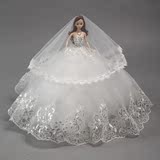 芭比娃娃婚纱大裙摆结婚女孩生日 六一儿童节礼物品新娘公主玩具
