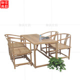 老榆木餐桌餐椅 实木茶桌茶椅 凳子 实木圈椅 长方桌子 画案方凳
