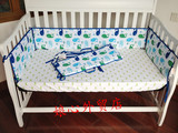 外贸 婴儿床防撞围栏 宝宝床围4片式 蓝色鲸鱼