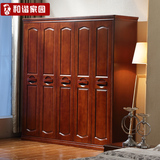全实木衣柜 进口橡木三门四门五门六门衣柜 现代中式家具组装衣柜