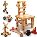木制儿童螺母组合积木工具椅宝宝拆装工作椅鲁班椅工具台益智玩具