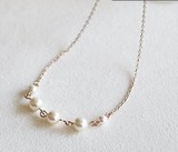 日本代购 人气款奥地利产白色大小珍珠时尚锁骨项链颈链 超特价