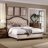 美式全实木床小户型双人床欧式布艺床简约卧室婚床1.5 1.8米家具