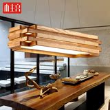 北欧长方形灯个性创意木头艺术吊灯日式客厅餐厅卧室吊灯实木吊灯