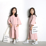 韩国女童套装秋装2016新款春秋韩版中大童装休闲长袖阔腿裤两件套