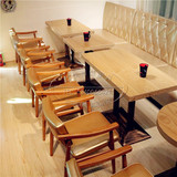 新款实木复古西餐厅咖啡厅餐桌椅组合餐饮奶茶店甜品店洽谈室桌椅