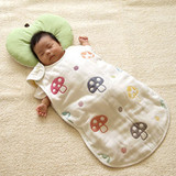 婴儿睡袋春秋薄款纯棉宝宝纱布蘑菇背心睡袋儿童防踢被夏季空调房