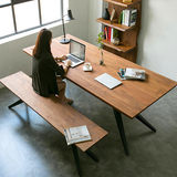 美式loft复古实木餐桌椅电脑桌书桌办公会议桌椅组合设计师长条桌