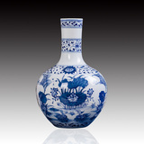 景德镇青花陶瓷器仿古手绘花瓶天球瓶玄关家居客厅装饰工艺品摆件