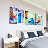 地中海风格装饰画现代简约三联画风景无框画客厅沙发卧室床头挂画