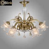 Oblink全铜欧式花朵客厅餐厅卧室书房美式田园水晶法式复古风吊灯