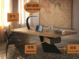 美式LOFT铁艺实木台式电脑桌 复古老板桌椅组合书桌办公桌大班台
