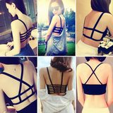 夏季新款交叉镂空黑色性感短款吊带背心内搭白色打底抹胸裹胸女装