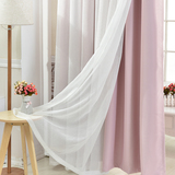 简约现代布纱一体双层客厅卧室纯色窗帘遮光短帘落地飘窗成品定制