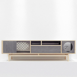 吱音原创 融光视听柜大电视柜设计师客厅新中式家具白橡木色橱柜