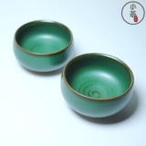 【小茶之家】景德镇手工陶瓷功夫茶杯 孔雀绿粗陶品茗杯 茶具单杯