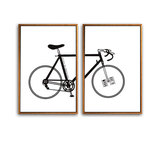 自行车现代简约双联装饰画客厅挂画餐厅壁画黑白极简海报