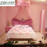 儿童家具套房组合 公主儿童床 卧室家具套装 粉色儿童床女孩 包邮