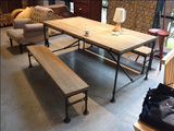 美式乡村LOFT工业风格家具 工作桌 会议桌复古铁艺实木餐桌