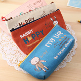 韩国创意文具盒批发 韩版帆布笔袋女 简约可爱铅笔袋学习用品