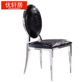餐椅不锈钢简约鳄鱼皮餐椅简约现代餐椅时尚圆背餐椅客厅家具组合