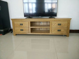 全纯实木电视柜1.8米白橡木电视柜美式客厅简约现代带抽屉家具